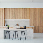 Modern kitchen island in Caesarstone 4043 Primordia