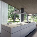 Modern Kitchen with island in Caesarstone 4001 Fresh Concrete|1875
