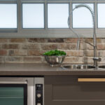 Farmhouse One Wall Kitchen in Caesarstone 4350 Lagos_Blue 2015