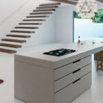 white kitchen with grey countertop