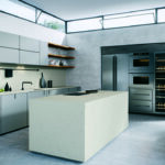 Nordic Kitchen with island in Caesarstone 4601 Frozen Terra 1716