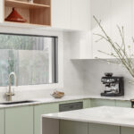 Caesarstone Lunar Frost and 507 Marbannova in Level Built_SummerHill project with nordic kitchen with island