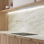 Caesarstone Porcelain 506_Mirabel surface in modern kitchen with island